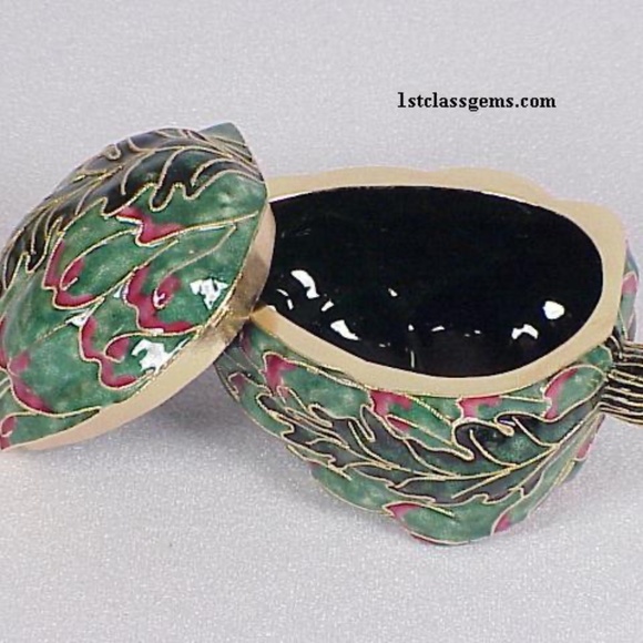 FINAL SALE PRICE NYCO International Cloisonne Artichoke Box in Green - Picture 3 of 3